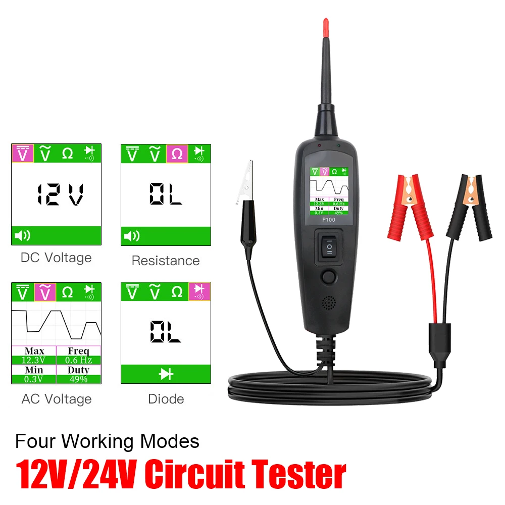 Kit Power Tools - Тестер автомобильных цепей P100, 12В/24В, набор
